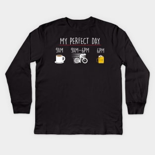 My Perfect Day Coffee Cycling Beer Kids Long Sleeve T-Shirt